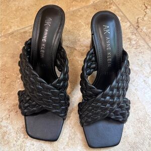 Anne Klein Black Braided Heels, Size 8.5